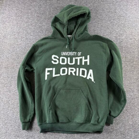 Vintage Womens University of South Florida Bulls Dark Green College Hoodie Sz S - Picture 1 of 3